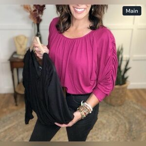 HyFve Dolman Shirred Sleeve Top